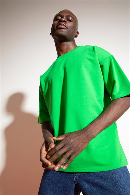 Erkek Oversize Yeşil T-Shirt