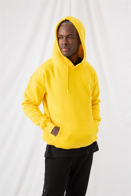 Erkek Stay Oversize Sarı Hoodie Sweatshirt