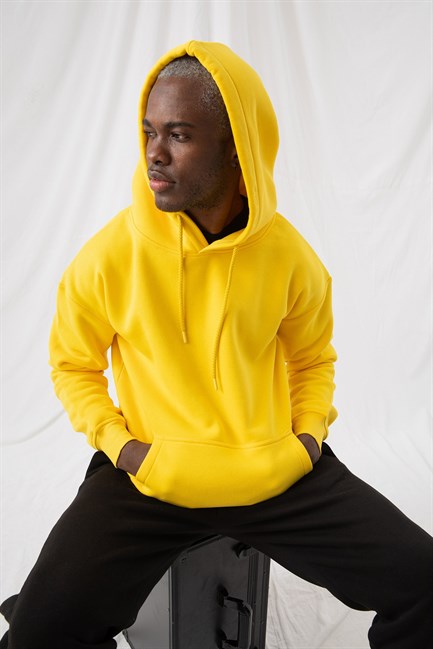 Erkek Stay Oversize Sarı Hoodie Sweatshirt
