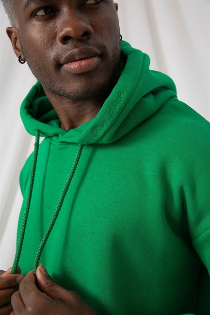 Erkek Stay Oversize Zümrüt Yeşili Hoodie Sweatshirt