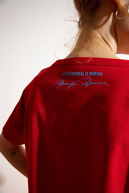 Kadın Kısa M.M. Kırmızı T-Shirt