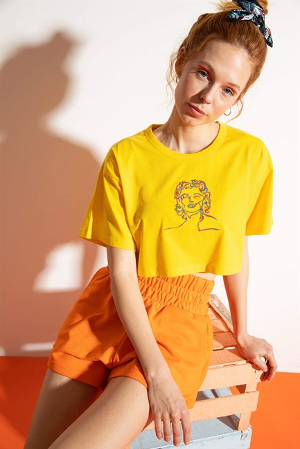 Kadın Kısa M.M. Sarı T-Shirt