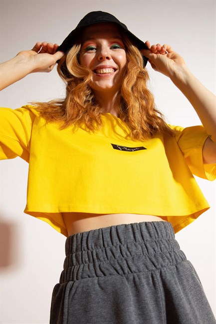 Kadın Kısa Player Sarı T-Shirt