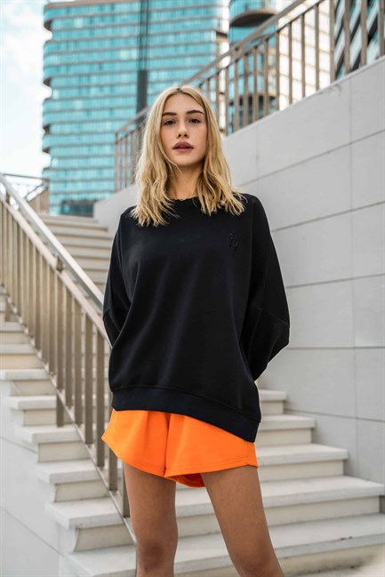 Kadın Oversize Siyah Sweatshirt