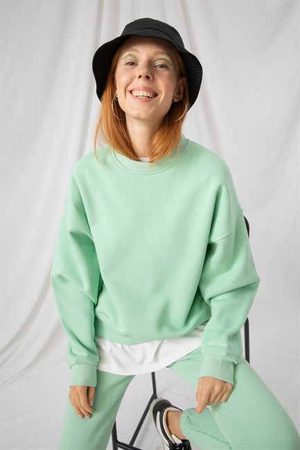 Kadın Vibe Oversize Mint Sweatshirt
