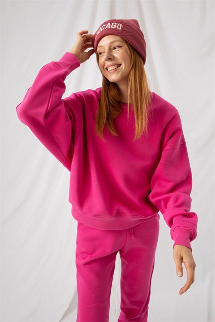 Kadın Vibe Oversize Pembe Sweatshirt