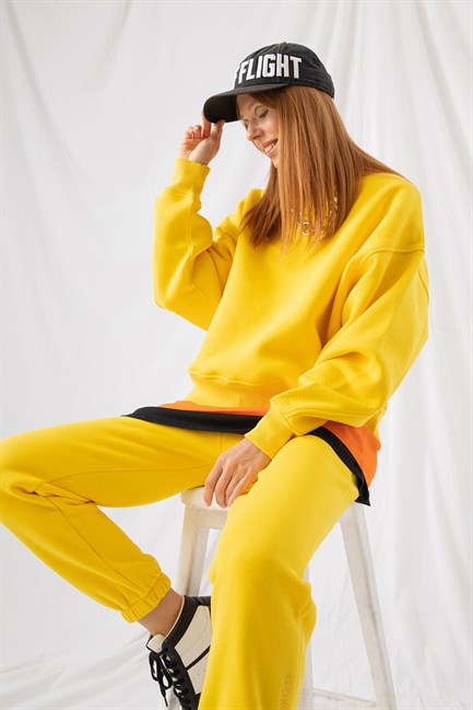 Kadın Vibe Oversize Sarı Sweatshirt