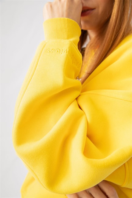 Kadın Vibe Oversize Sarı Sweatshirt