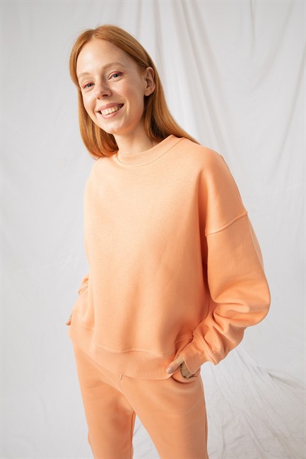 Kadın Vibe Oversize Somon Sweatshirt