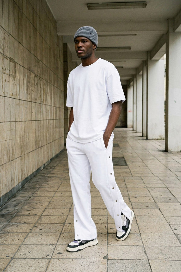 Erkek Bang Beyaz Çıtçıtlı Eşofman Alt