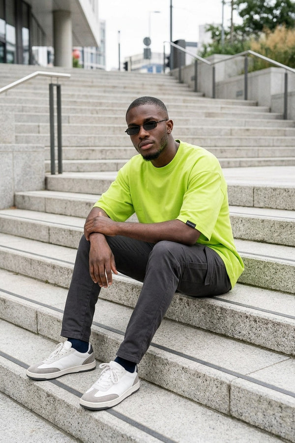 Erkek Base Oversize Lime Yeşili T-Shirt