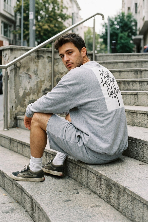 Erkek Burn Oversize Gri Sweatshirt