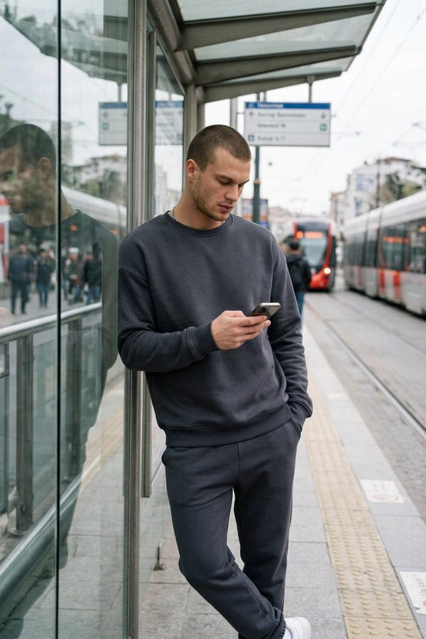 Erkek Vibe Oversize Antrasit Sweatshirt