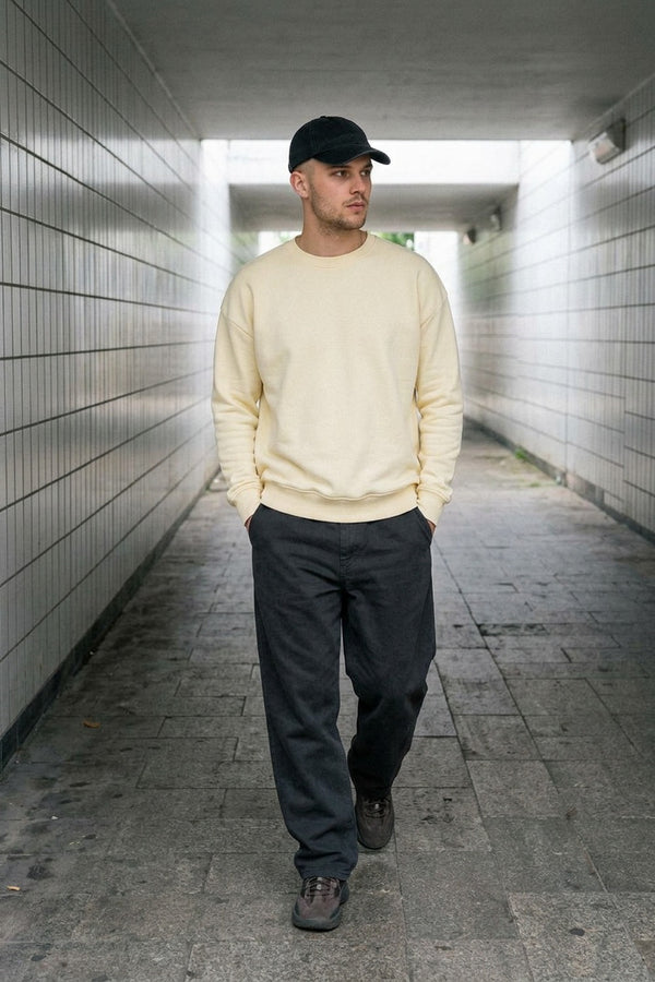 Erkek Vibe Oversize Krem Sweatshirt