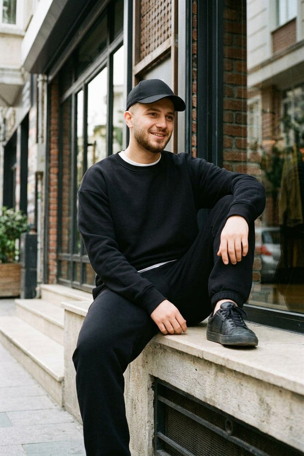 Erkek Vibe Oversize Siyah Sweatshirt