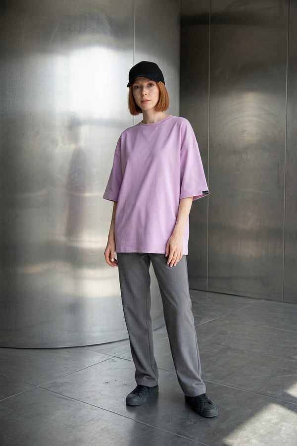 Kadın Base Oversize Lila T-Shirt