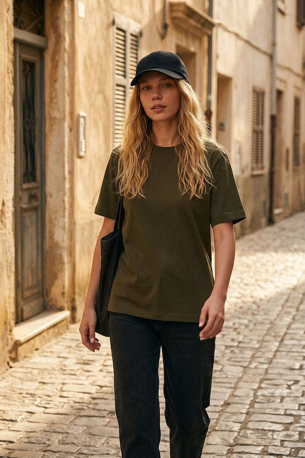 Kadın Basic Haki T-Shirt