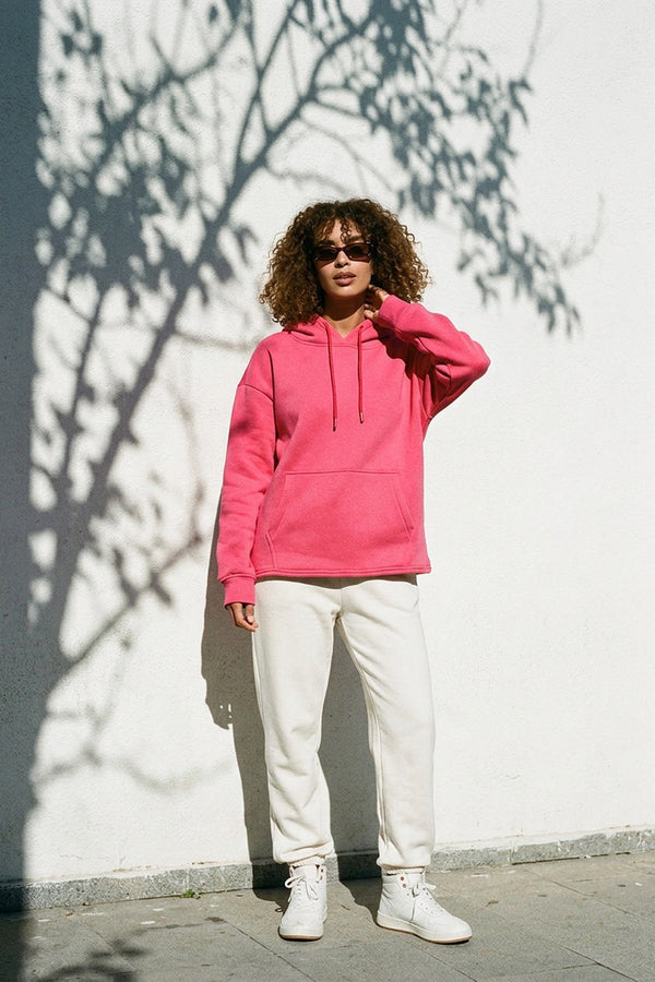 Kadın Stay Oversize Fuşya Hoodie Sweatshirt