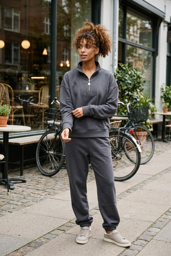 Kadın Timeless Fermuarlı Antrasit Sweatshirt