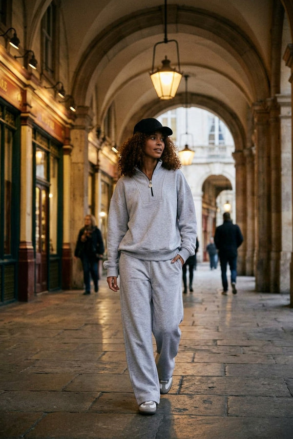 Kadın Timeless Fermuarlı Gri Sweatshirt