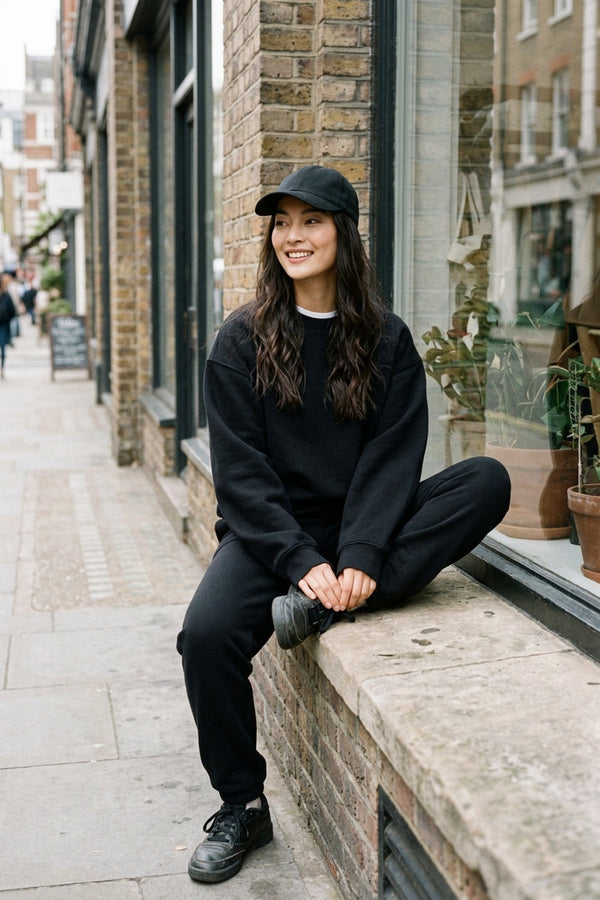 Kadın Vibe Oversize Siyah Sweatshirt