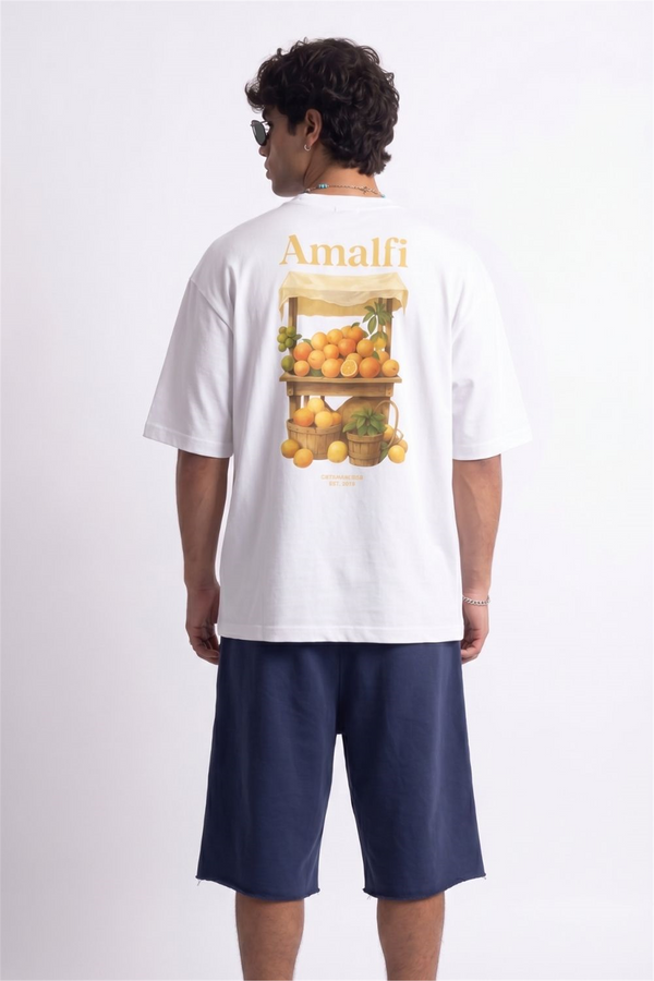 Erkek Amalfi Oversize Beyaz T-Shirt