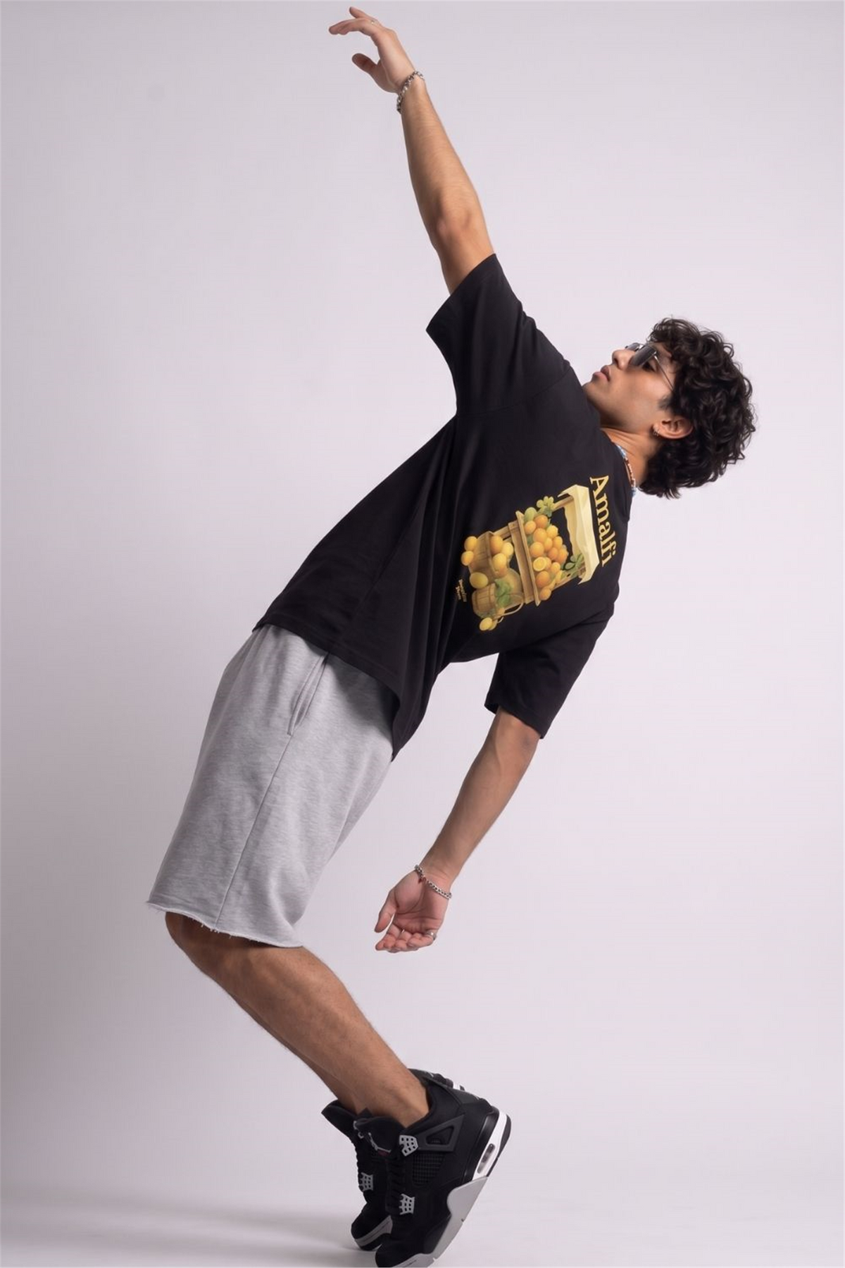 Erkek Amalfi Oversize Siyah T-Shirt