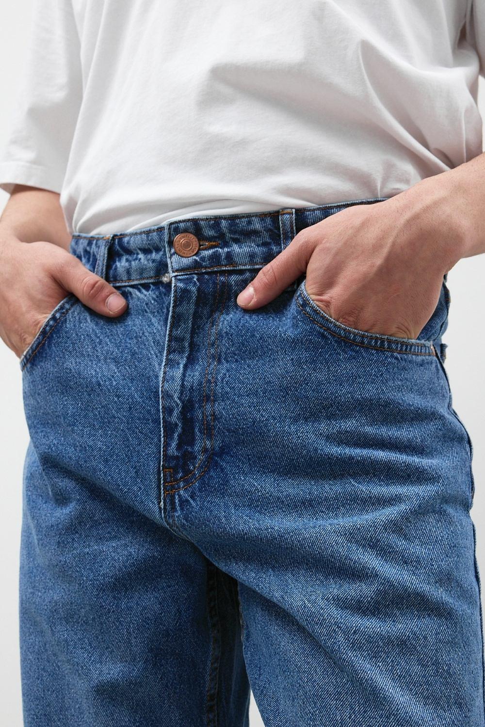 Erkek Baggy Koyu Mavi Kot Pantolon