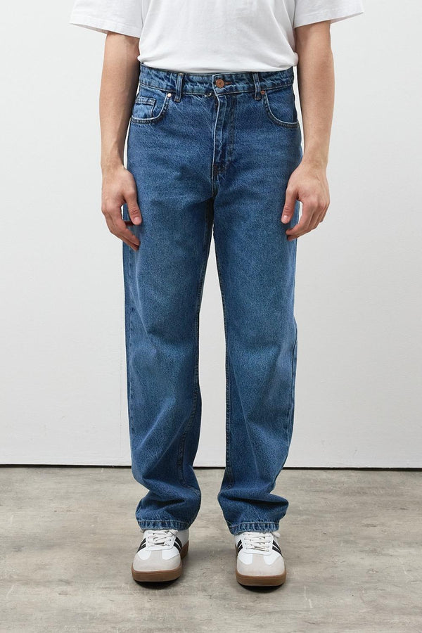 Erkek Baggy Koyu Mavi Kot Pantolon