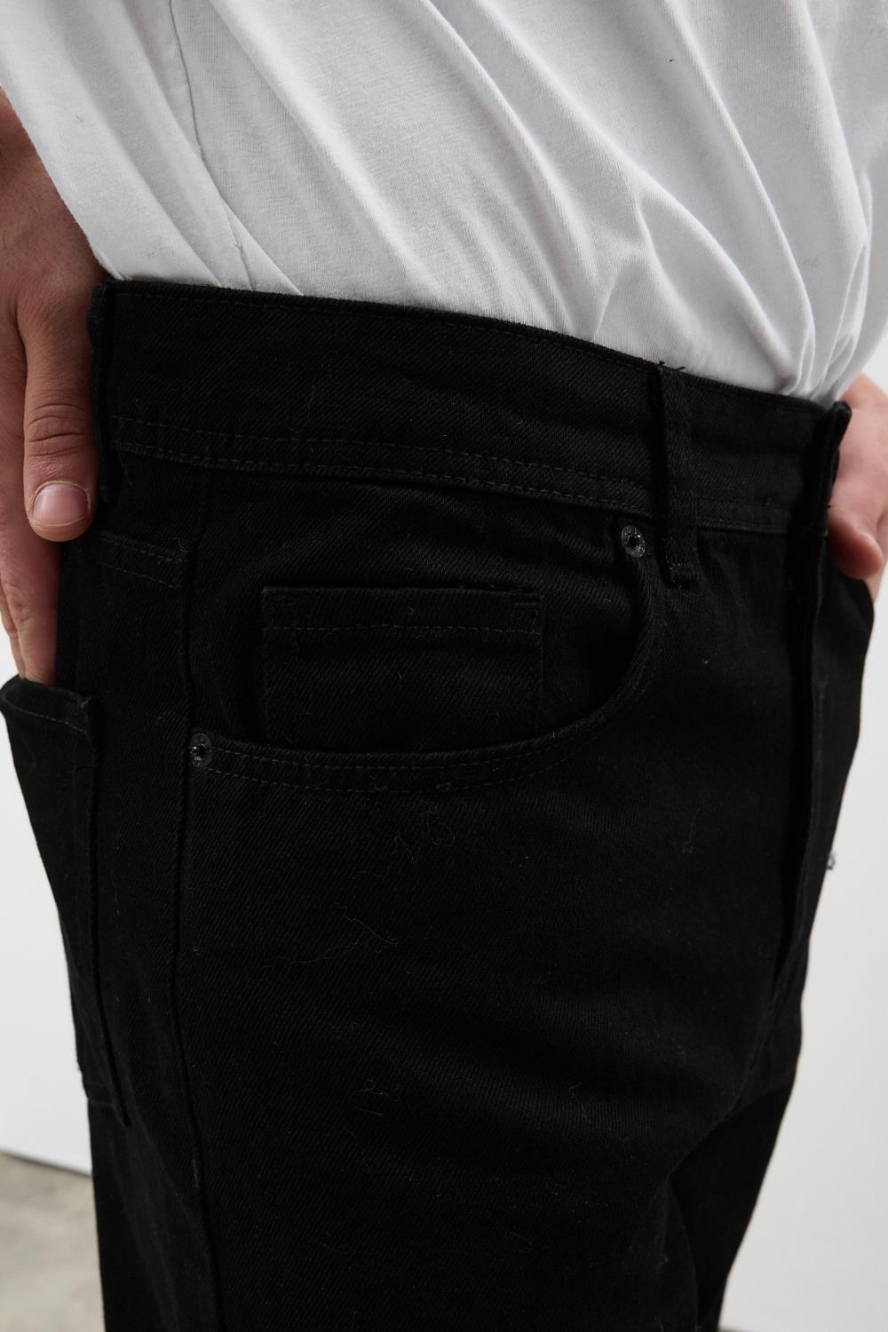 Erkek Baggy Siyah Kot Pantolon