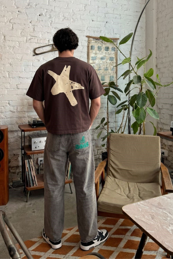 Boxy Star Kahverengi Premium T-Shirt
