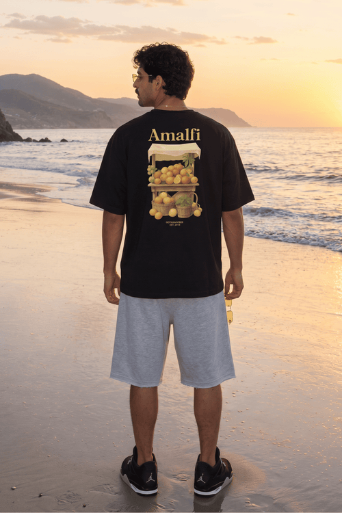 Erkek Amalfi Oversize Siyah T-Shirt