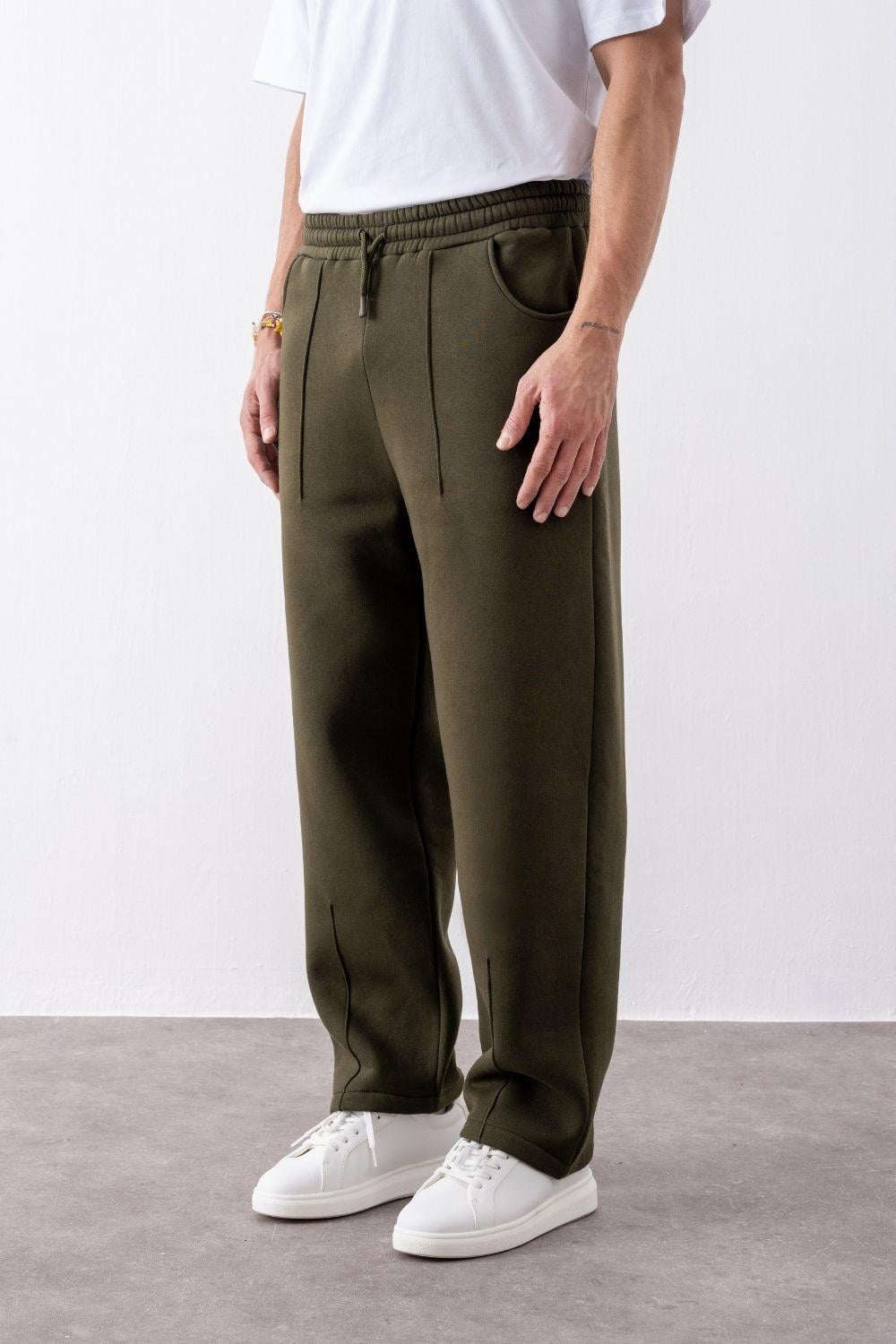 Erkek Baggy Chill Haki Eşofman Altı