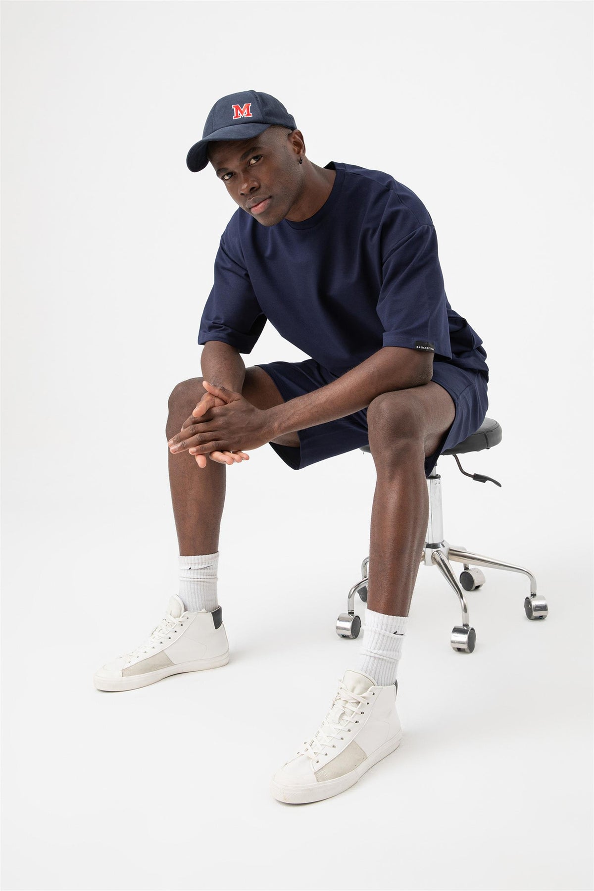 Erkek Base Oversize Lacivert T-Shirt
