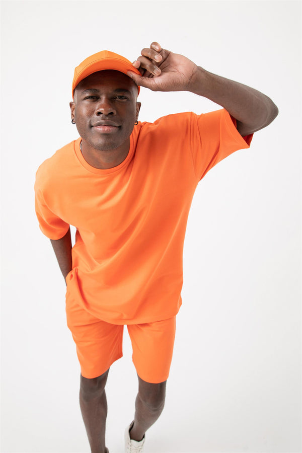 Erkek Base Oversize Şeftali T-Shirt