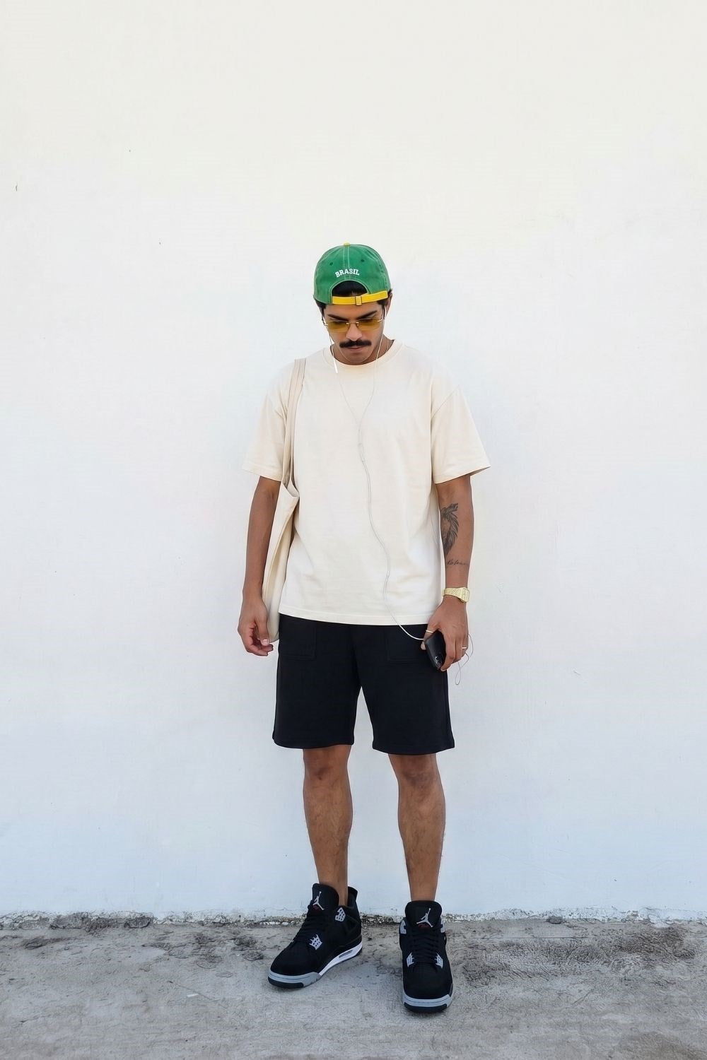 Erkek Kısa Kollu Basic Kırık Beyaz T-Shirt