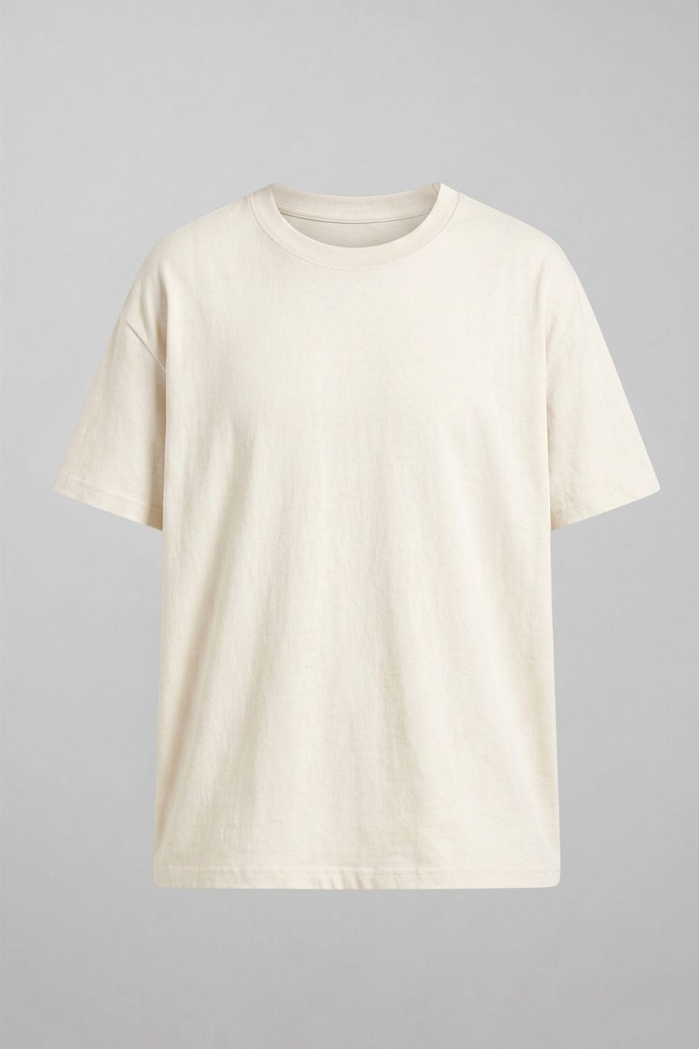Erkek Kısa Kollu Basic Kırık Beyaz T-Shirt