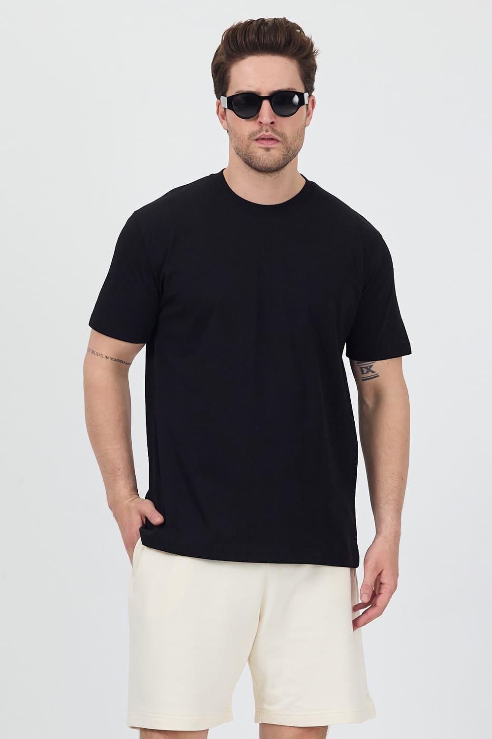Erkek Kısa Kollu Basic Siyah T-Shirt
