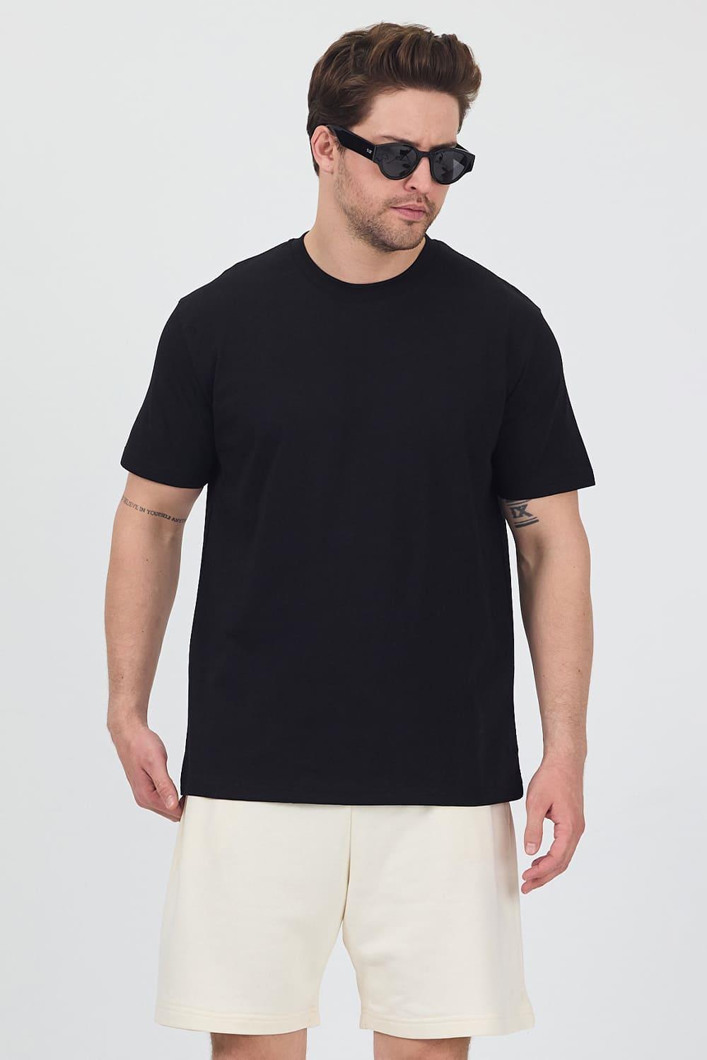 Erkek Kısa Kollu Basic Siyah T-Shirt