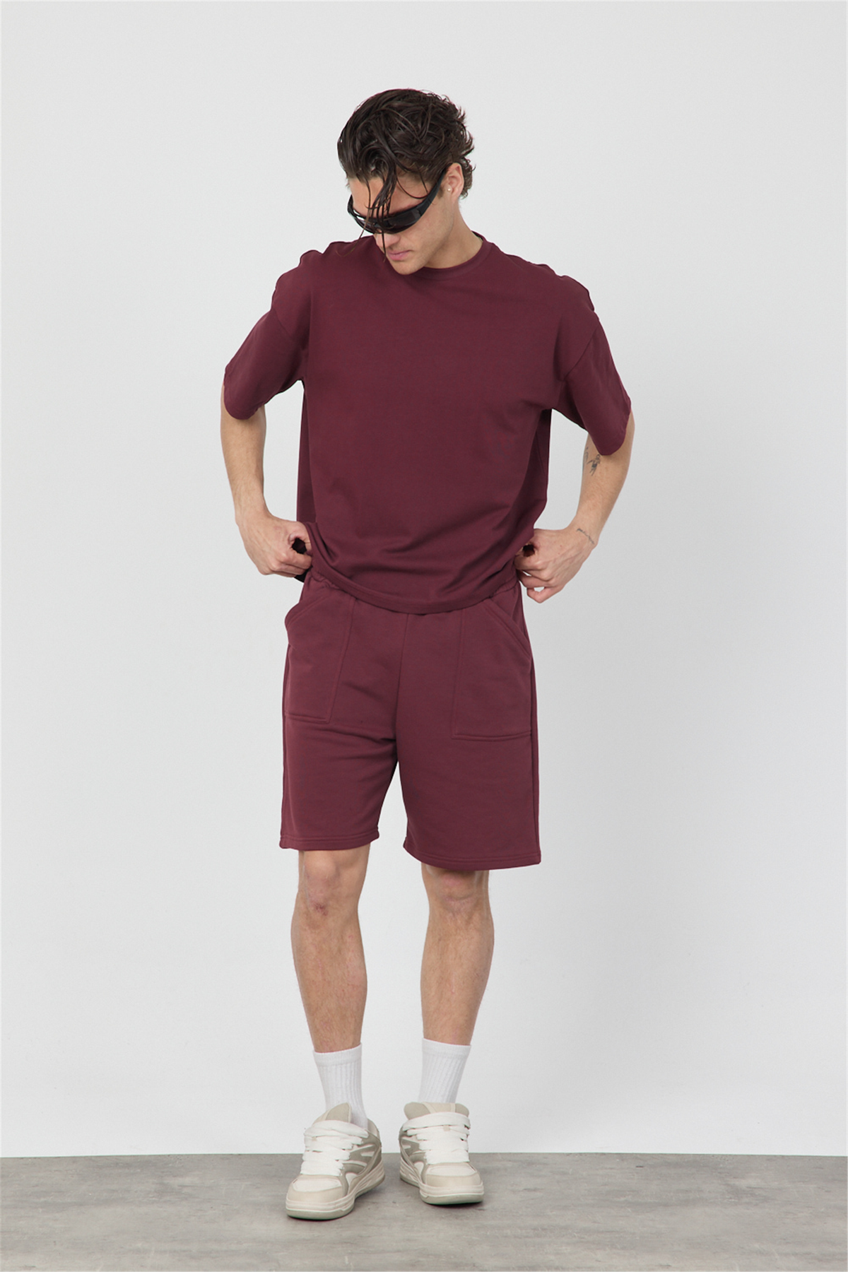 Erkek Blank Bordo Şort