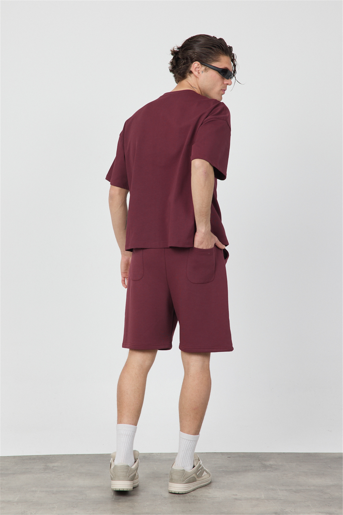 Erkek Blank Bordo Şort