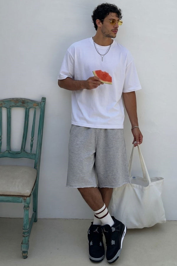 Erkek Blank Oversize Beyaz T-Shirt