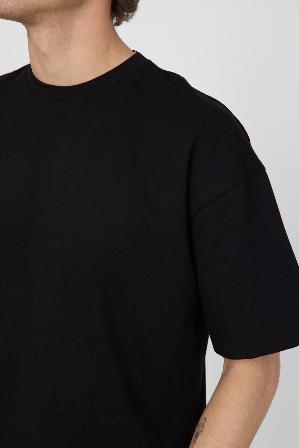 Erkek Blank Oversize Siyah T-Shirt
