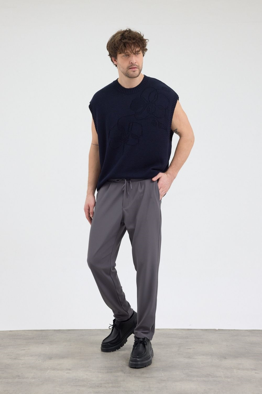 Erkek Boru Paça Füme Jogger Pantolon
