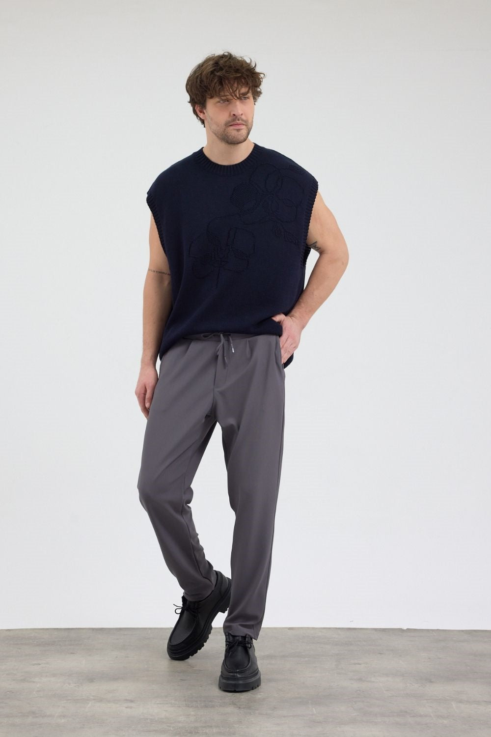 Erkek Boru Paça Füme Jogger Pantolon