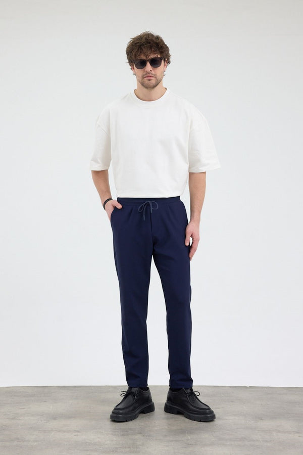 Erkek Boru Paça Lacivert Jogger Pantolon