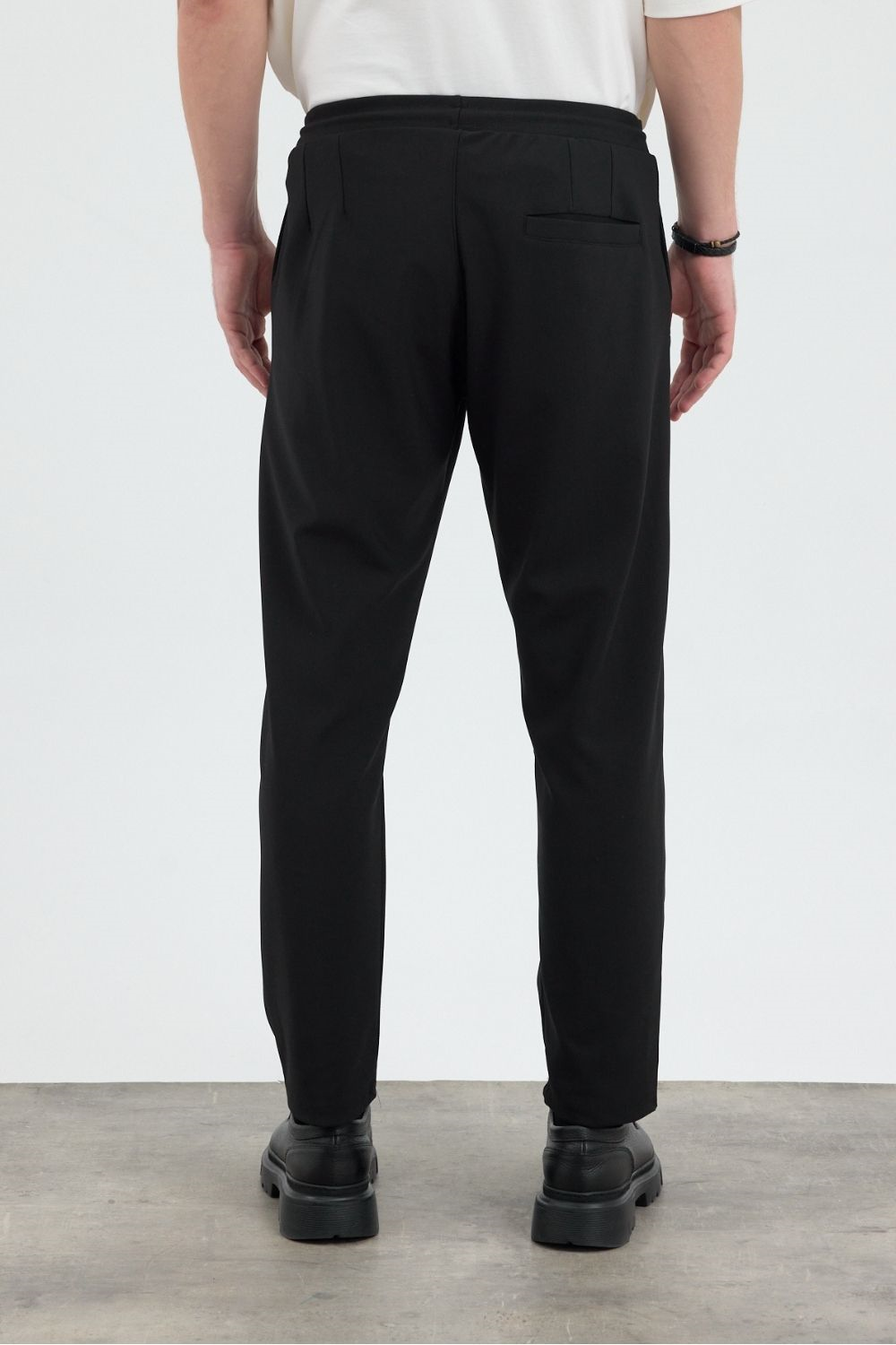 Erkek Boru Paça Siyah Jogger Pantolon