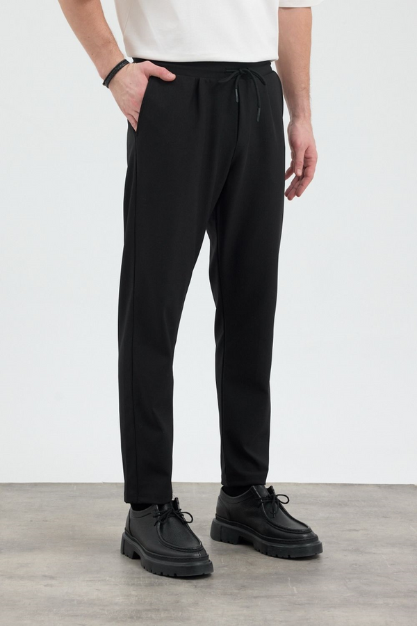 Erkek Boru Paça Siyah Jogger Pantolon