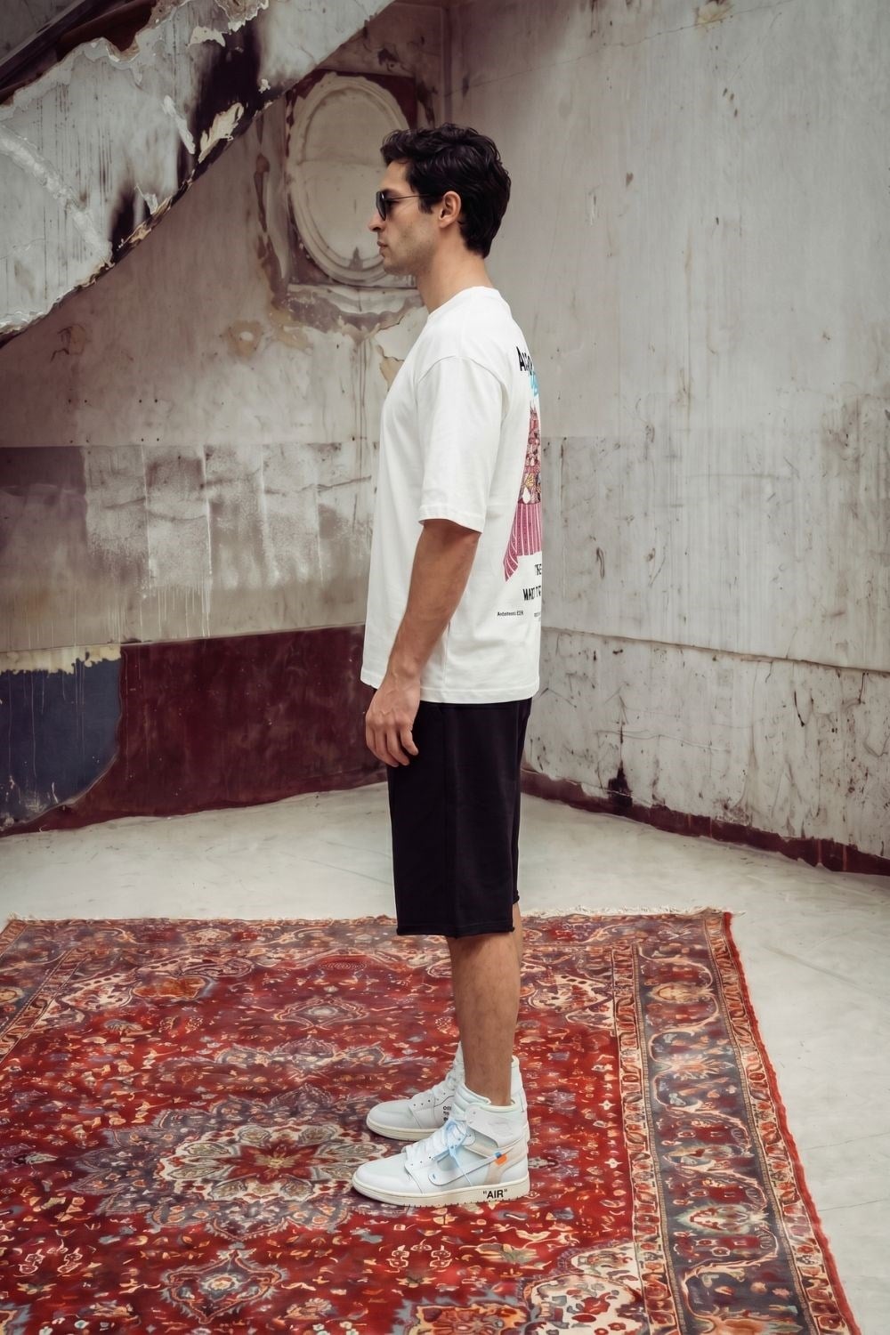 Erkek Anatolian Oversize Kırık Beyaz Premium T-Shirt