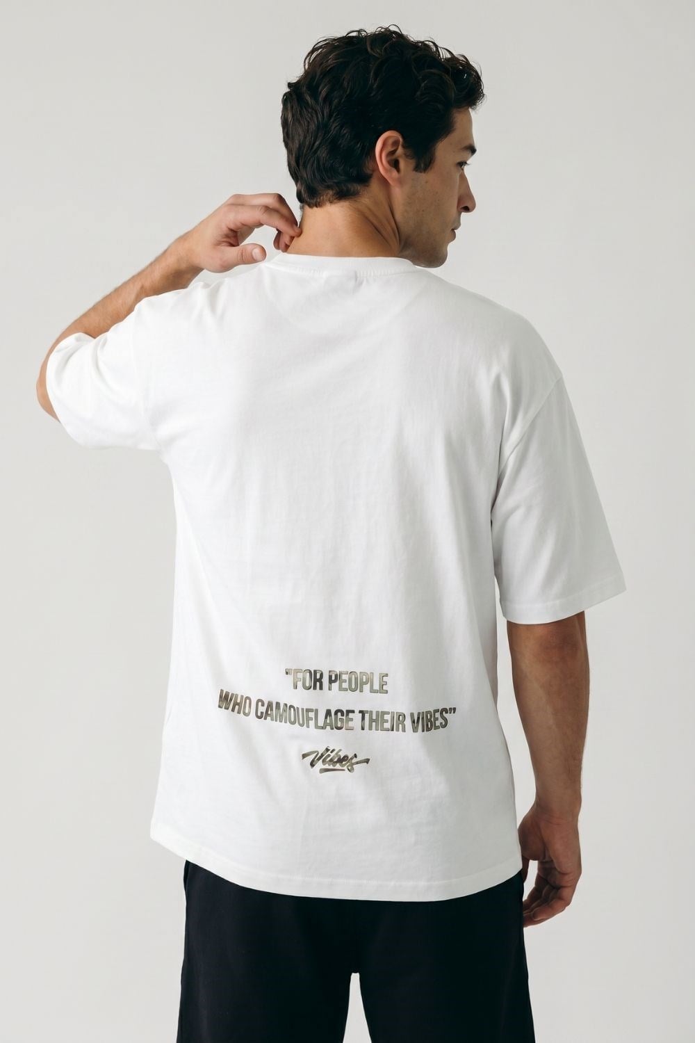 Erkek Chaos Oversize Kırık Beyaz Premium T-Shirt